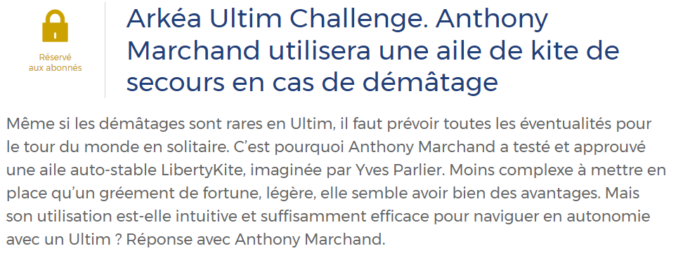 Arkéa Ultim Challenge Brest : Yves Parlier présente ses kites de traction de navires